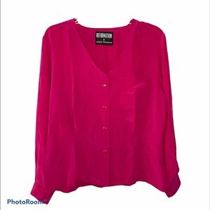 Reformation X Urban Renewal Hot Pink Silk‎ Top XS S